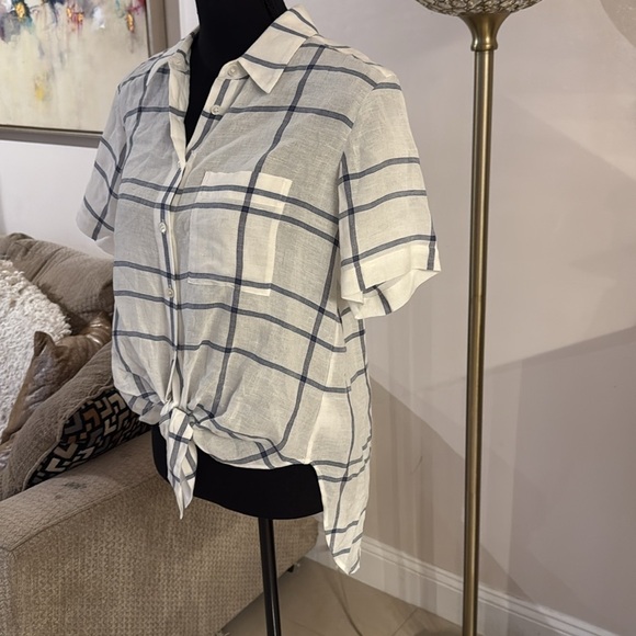 Theory White and Blue Checkered Shirt size medium - Picture 3 of 5